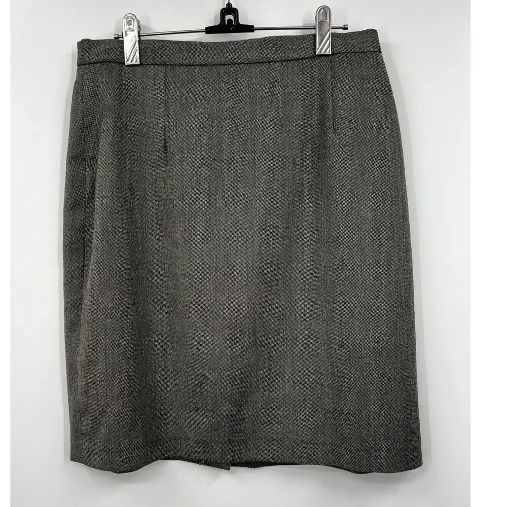 J.‎ Crew Skirt Womens Brown Pencil 100% Wool Back Slit Lined Career Size 12